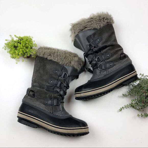 Sorel Joan of Arctic Black Gray Suede Boots - Picture 1 of 11